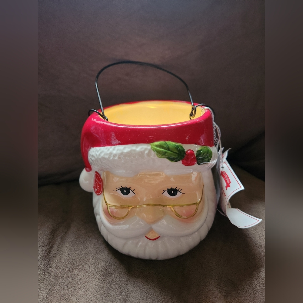 Mr Christmas Santa Ceramic Lantern NWT
